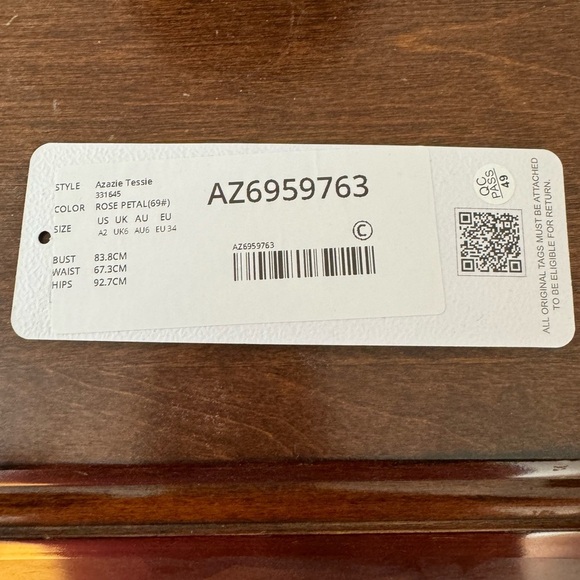 Azazie LongTessie Dress in “Rose Petal” women’s 2 pink chiffon wedding V Neck - Picture 8 of 9